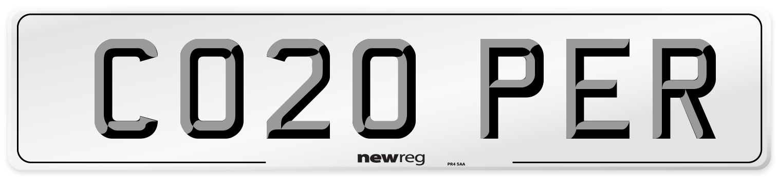 CO20 PER Number Plate from New Reg